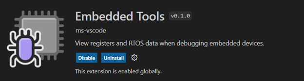 Embedded Tools extension page screenshot